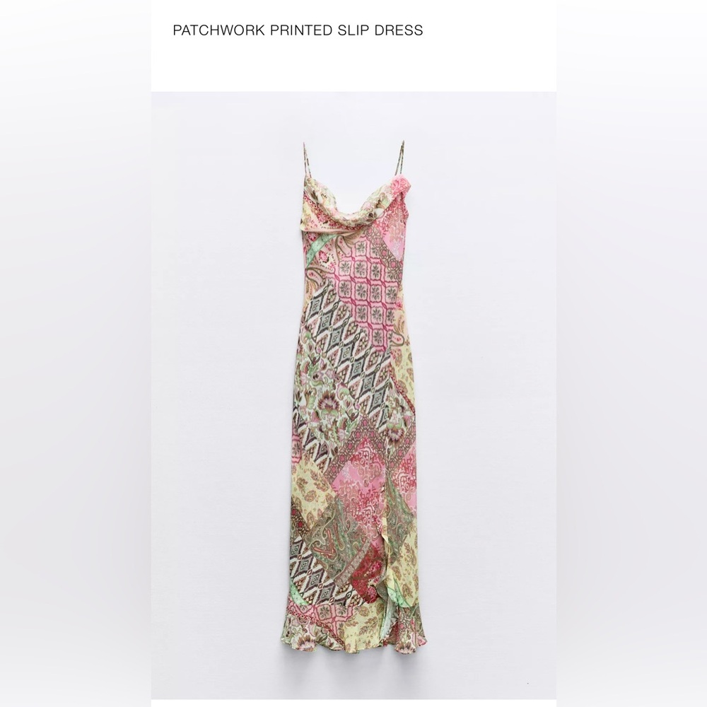 Zara Patchwork Printed Slip Dress
